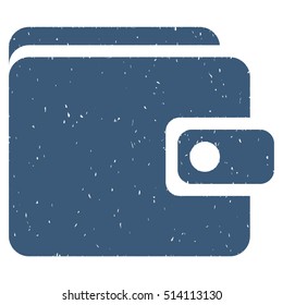Wallet rubber seal stamp watermark. Icon vector symbol with grunge design and dust texture. Scratched blue ink sticker on a white background.
