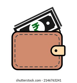 Wallet rupee icon, finance flat symbol, economy deposit cash vector illustration sign .