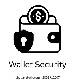 Wallet security glyph icon vector download