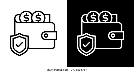 Ícone De Segurança Da Carteira De Estilo Preto-E-Branco