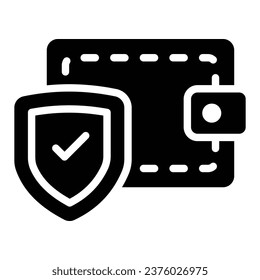 Wallet security with shield, money security. Financial security, cash security