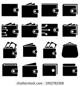 Wallet set icon, logo isolated on white background