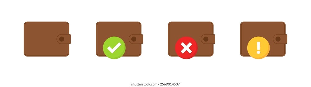 Wallet set icons. Flat style. Vector icons.