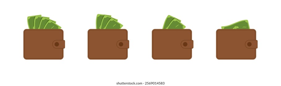 Wallet set icons. Flat style. Vector icons.