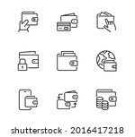 Wallet Set of Icons, Vector Icons such as Business wallet, make a payment, block an account, online payment. Editable stroke, perfect icons