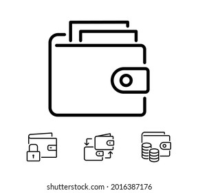 Wallet Set of Icons, Vector Icons such as Business wallet, make a payment, block an account, online payment. Editable stroke, perfect icons