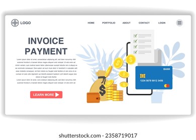 billetera y varias pilas de monedas. página web Pago de facturas. Concepto moderno de diseño plano del diseño de páginas web para sitios web y sitios web móviles