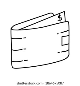 Wallet Shopping Hand Drawn Icon Set Vector.