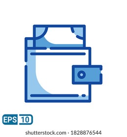 wallet sign icon in filled line style isolated on white background. vector illustration for website and UI. EPS 10