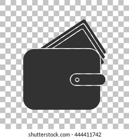 Wallet sign illustration. Dark gray icon on transparent background.