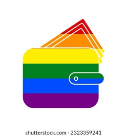 Wallet sign illustration. Rainbow gay LGBT rights colored Icon at white Background. Illustration.