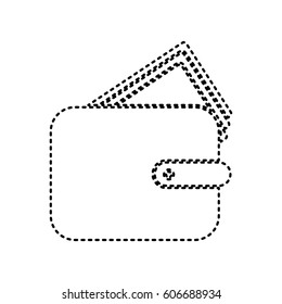Wallet sign illustration. Vector. Black dashed icon on white background. Isolated.