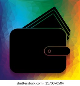 Wallet sign illustration. Vector. Flat style black icon on white.