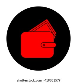 Wallet sign. Red vector icon