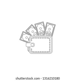 Wallet. simple flat vector icon illustration. outline line symbol - editable stroke