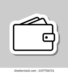 Wallet simple icon vector. Flat design. Sticker with shadow on gray background.ai