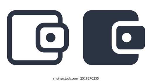 Wallet simple icons set designed in filled, outline, line and stroke style