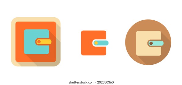 wallet, simple retro icon in flat style, isolated on white background, vector illustration, eps10 with transparency