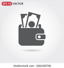 wallet single vector icon on light background