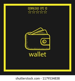 wallet sketch vector icon