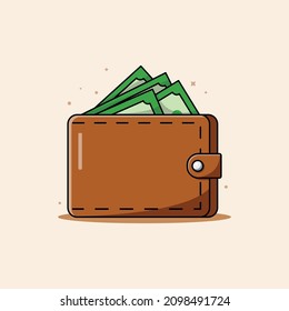 Wallet and stack of money illustration