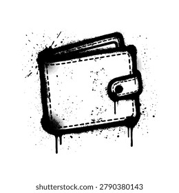 Wallet Stencil Graffiti Vector Illustration With Black Spray Paint Drips