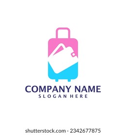 Wallet with Suitcase logo design concept vector. Suitcase logo design template