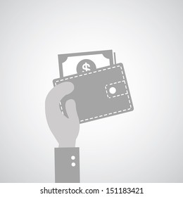 Wallet symbol on gray background