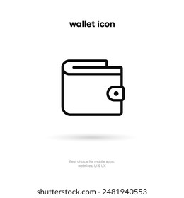 Wallet thin line icon on the white background. Money, pay, payment,  cash operations, currency, exchange, savings, bank cards, currency, banking icons