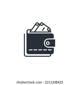 Wallet thin line icons. Vector illustration isolated on white. Editable stroke.