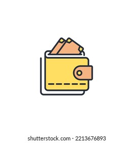 Wallet thin line icons. Vector illustration isolated on white. Editable stroke.