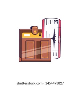 wallet with ticket flight document