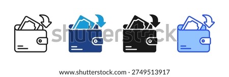 Wallet Transfer icon set multiple style collection
