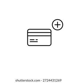 Wallet upgrade, card addition, payment boost, finance enhancement, spending limits increase. Credit card and plus. Pixel perfect, editable stroke vector icon