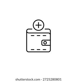 Atualização de carteira, adição de cartão, impulso de pagamento. Aumento de dinheiro. Pixel perfeito, ícone de vetor de traçado editável