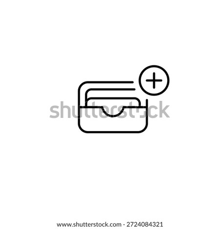 Wallet upgrade, card addition, payment boost, finance enhancement, money increase. Cards in wallet and plus. Pixel perfect, editable stroke vector icon