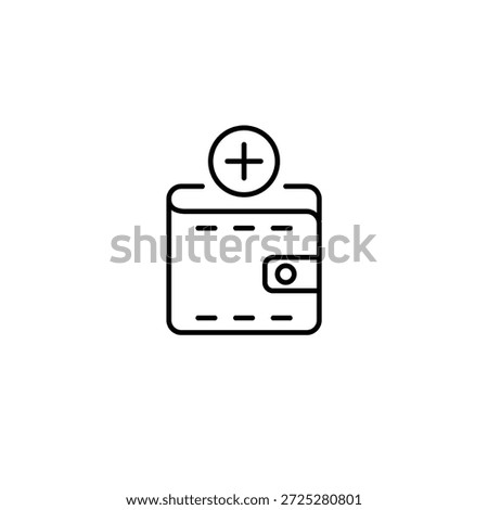 Wallet upgrade, card addition, payment boost. Money increase. Pixel perfect, editable stroke vector icon
