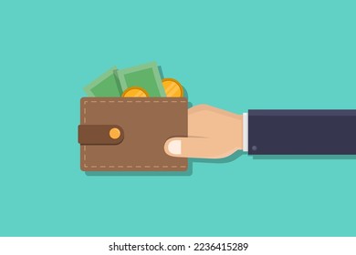 Wallet vector design illustration, hand holding wallet