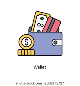 Wallet vector filled outline Icon Design illustration. Graphic Design Symbol on White background EPS 10 File