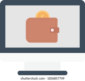wallet vector flat color icon