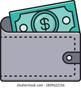 wallet vector flat color icon 