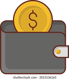 wallet vector flat color icon