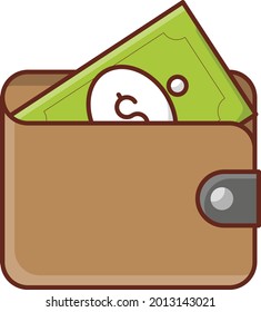 wallet vector flat color icon