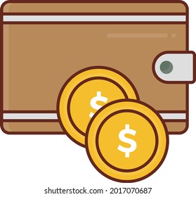 wallet vector flat color icon