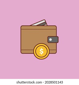 wallet vector flat color icon