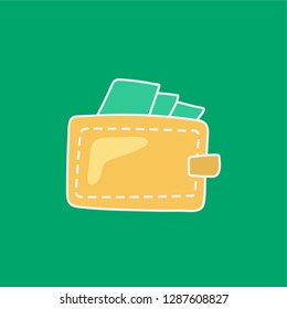 wallet vector. hand drawn icon. financial illustration. editable stroke.