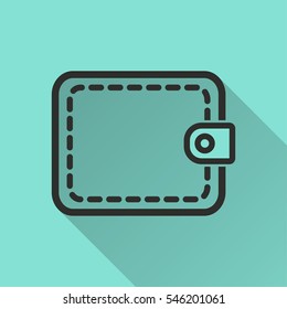 Wallet vector icon. Black illustration isolated on green background for graphic and web design.