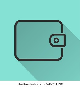 Wallet vector icon. Black illustration isolated on green background for graphic and web design.