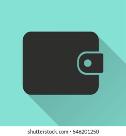 Wallet vector icon. Black illustration isolated on green background for graphic and web design.