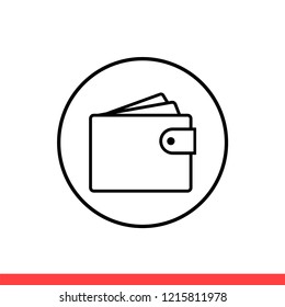 Wallet vector icon, cash symbol. Simple, flat design for web or mobile app